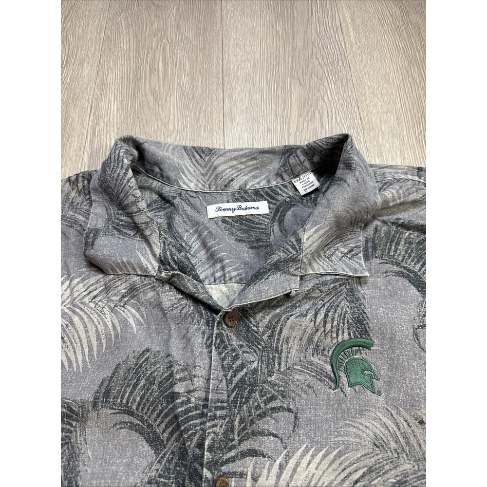 Tommy Bahama Hawaiian Shirt 3XL Michigan Spartans Button Up Camp Men's XXL Silk